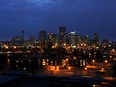Many lights were left on in downtown Calgary during Earth Hour in 2008.