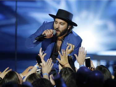Coleman Hell performs during the Juno Awards at the Scotiabank Saddledome in Calgary, Alta., on Sunday, April 3, 2016. The Juno Awards celebrate the best in Canadian music.