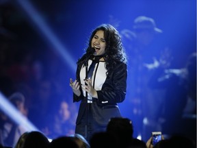 Alessia Cara performs during the Juno Awards at the Scotiabank Saddledome in Calgary, Alta., on Sunday, April 3, 2016. The Juno Awards celebrate the best in Canadian music. Lyle Aspinall/Postmedia Network
