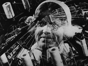 An image from Man With a Movie Camera. The Calgary New Music Festival presents a screening of the 1929 silent film with music by the Voxare String Quartet.