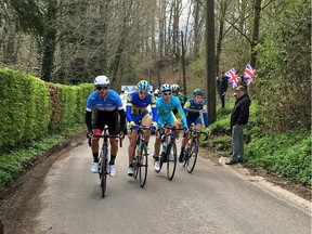 Alec Cowan, left, is part of a five man break for 70 km during the U23 Tour of Flander UCI Nations Cup on April 9. (Joeri De Coninck)