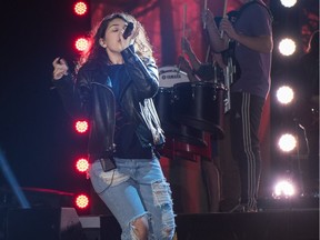 Alessia Cara rehearses for her Juno performance at the Scotiabank Saddledome in Calgary.