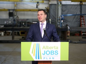 Deron Bilous, Minister of Economic Development and Trade, makes an announcement about the government’s plan to promote capital investment as part of the Alberta Jobs Plan during a stop at Glenmore Fabricators in Calgary on Thursday, April 21, 2016.
