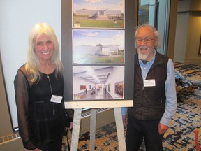 Pictured with reason to smile at the Kiyooka Ohe Arts Centre (KOAC) Art Pavilion Fundraising Gala held Apr 8 at Hotel Arts are hosts with the most, renowned artists Katie Ohe and Harry Kiyooka. The SRO event attracted more than 350 guests and raised $130,000 for the completion of KOAC.