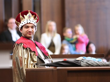 Actors dressed up for the mock trial called The Glass Slipper trial in the Calgary Courts Centre on Law Day 2016 - Saturday, April 16, 2016.