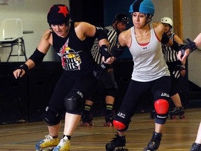 Teams practice at the West Hillhurst Arena as the Calgary Roller Derby Association gets set for its season opener amid celebrations of its 10th anniversary this year.