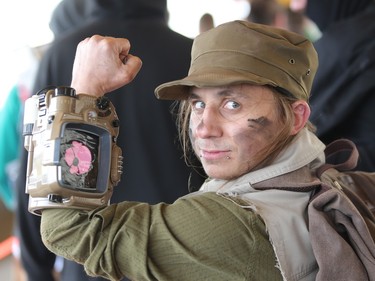 Phil Fradkin as RJ MacCready from Fallout waits in line as the doors open on this year's Calgary Comic and Entertainment Expo at the BMO Centre Thursday, April 28, 2016.