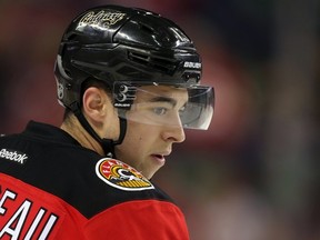 Johnny Gaudreau of the Calgary Flames during the pre-game skate before playing Chicago Black Hawks Saturday March 26, 2016.