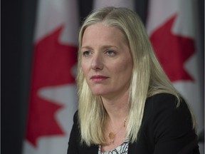 Federal Minister of Environment and Climate Change Catherine McKenna speaks during a news conference in Ottawa on April 19.