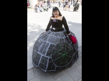 Jennifer Laquerre poses in her Lady Death Star get-up during the Calgary Comic and Entertainment Expo at Stampede Park in Calgary, Alta., on Sunday, May 1, 2016. Lyle Aspinall/Postmedia Network
