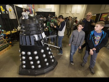 A New Series Dalek from the Dr. Who franchise stands during the Calgary Comic and Entertainment Expo at Stampede Park in Calgary, Alta., on Saturday, April 30, 2016. Lyle Aspinall/Postmedia Network