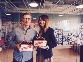 Craig and Emily LePan of FLIPP Advertising with their newest account, Red Stripe Beer from its brewery in Kingston, Jamaica.