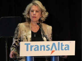 Dawn Farrell, CEO of TransAlta Corp, speaks at the company's annual meeting at Hotel Arts on Friday April 22, 2016.