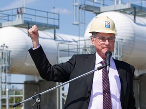 Ed Connolly, senior vice-president of heavy oil with Husky Energy, explains the carbon capture process at the launch of its  carbon dioxide (CO2) capture and liquefaction project in Lloydminster in 2012.