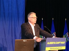 Cliff Fryers speaks at the Alberta Can't Wait event at Red Deer College.