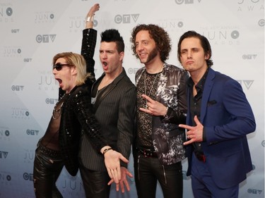 Marianas Trench on the red carpet at the 2016 Juno Awards at the Saddledome in Calgary.