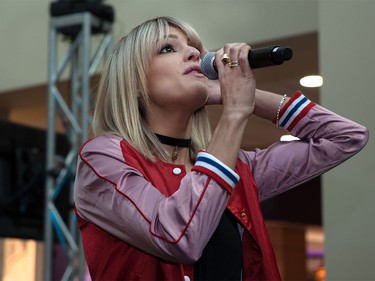 Danielle McTaggart of Dear Rouge performs at Chinook Mall in Calgary on Saturday, April 2, 2016. (Elizabeth Cameron/Postmedia)