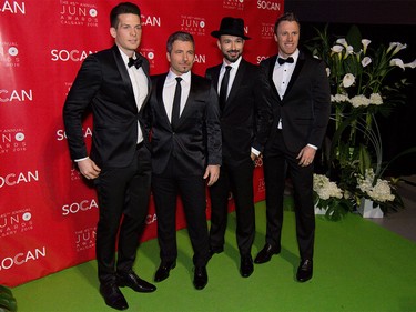 The Tenors visits the 2016 JUNOs Green Carpet at the JUNO Gala in Calgary on Saturday, April 2, 2016. (Photo by Andy Maxwell Mawji/ Postmedia)