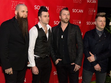 Three Days Grace visits the 2016 JUNOs Green Carpet at the JUNO Gala n Calgary, AB., on Saturday, April 2, 2016. (Photo by Andy Maxwell Mawji/ Postmedia)