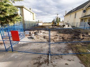 The former home of Alvin and Kathy Liknes sits in rubble in the Parkhill area of Calgary on Monday, April 11, 2016. They and their grandson Nathan O'Brien, 5, were murdered in 2014.