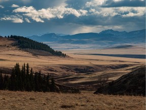 Looking down from the Porcupine Hills into the valley of the Oldman River near Maycroft, Alta.