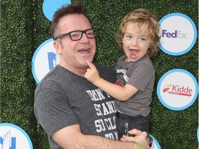 Actor Tom Arnold and son Jax Copeland Arnold attend Safe Kids Day at Smashbox Studios on April 24, 2016 in Culver City, California.