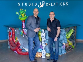 Studio Y Creations' president David Nolan, with vice-president Andrew Hulbert. For David Parker column, April 22, 2016.