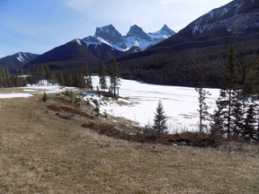 Three Sisters Mountain Village is developing an area structure plan for the area. This a view down an incomplete fairway is taken from a rise that could become a boutique hotel and spa.