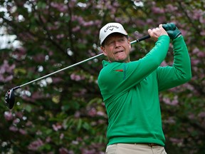 Tom Watson tees off the fourth hole during the first round of the Mitsubishi Electric Classic at TPC Sugarloaf on April 15, 2016 in Duluth, Georgia.