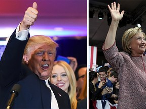 Trump and Clinton Tuesday night in New York City.