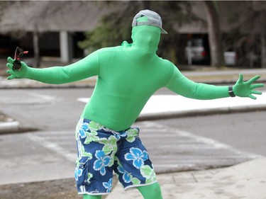 2012 -- Tarek Saleh hams it up in costume during Bermuda Shorts Day.