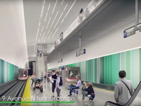 A potential underground station for Calgary's proposed Green Line is pictured in this city rendering.
