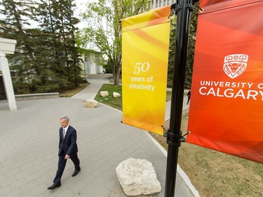 Former astronaut and current chancellor of the school, Dr. Robert Thirsk, walks the University of Calgary campus on Thursday, April 28, 2016. The university is celebrating its 50th year.