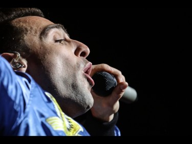 Jacob Hoggard, lead singer of Hedley and the band perform at the Scotiabank Saddledome in Calgary, Ab., on Friday May 13, 2016. Mike Drew/Postmedia