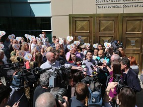 Miles Hong speaks to the media following the judge's ruling that found Matthew de Grood not criminally responsible in the Brentwood slayings