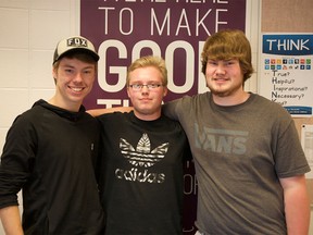 (From left) Chris Battle, Josh Bunz, and Jeffrey Webb. The three started the idea of inviting Fort McMurray students as their dates from prom.