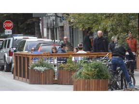 A Woonerf, or shared-use street, as seen in Banff, Alberta in 2015.