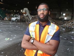 Venry Sergeant oversees the offloading of recycled materials from the City of Calgary in his role as Sorting Operations manager at Cascades Recovery on Wednesday. For safety and efficiencies the city is making a plea to Calgarians to keep hazardous materials out of the recycling stream.