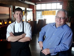 Owner Clayton Morgan, right, and executive chef John MacNeil in the dining area at The Belvedere on Stephen Avenue Thursday May 26, 2015. (Ted Rhodes/Postmedia)