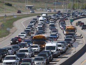 Traffic on Southbound Deerfoot Trail.