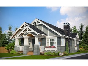 An artist's rendering of the front exterior of this year's Stampede Rotary Dream Home, which is a bungalow by Homes by Avi.