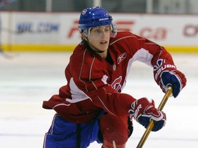 Daniel Pribyl, shown here at Montreal Canadiens camp in 2011, says while he may not recognize Flames players if he met them on the street, he knows they're skilled and he's looking forward to playing on the team with them. (File)