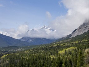 A view of the valley stretching south from Kananaskis Village in April 2016.