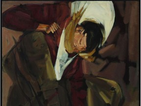 From the book, Made in Calgary. 
Ronald (Gyo-Zo) Spickett, Falling Cowboy (from the Rider Series), 1967, oil on canvas, Private Collection