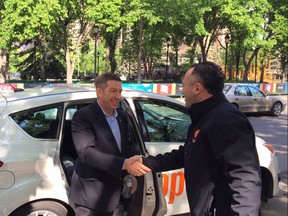 Sheldon Kennedy was TappCar's ceremonial first customer in Calgary.