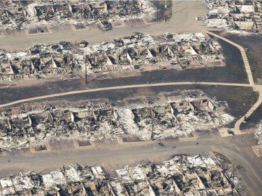 A devastated neighbourhood is shown in Fort McMurray.