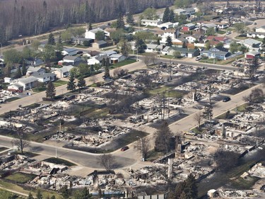 A devastated neighbourhood is shown in Fort McMurray, Alta., on Friday, May 13, 2016.
