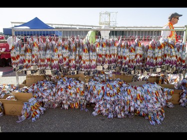 Medals wait for runners during the Calgary Marathon at the Stampede Grounds in Calgary, Alta., on Sunday, May 29, 2016. There were 5k, 10k, 21.1k, 42.2k and 50k distances in the race, including the half-marathon national championships. Lyle Aspinall/Postmedia Network