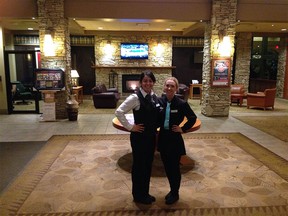 Madison Marion (right) at the Sawridge Hotel in Fort McMurray in March 2015. She worked at the hotel's Heartstone Grill for four months through Mobilize Jobs, a program that tries to place millennials in industries with labour shortages with a focus on jobs once filled by temporary foreign workers.