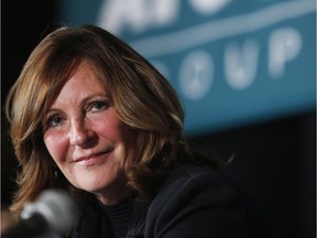 Nancy Southern, president and CEO of ATCO Ltd., listens to questions after addressing the company's annual meeting in Calgary on Wednesday, May 11, 2016.